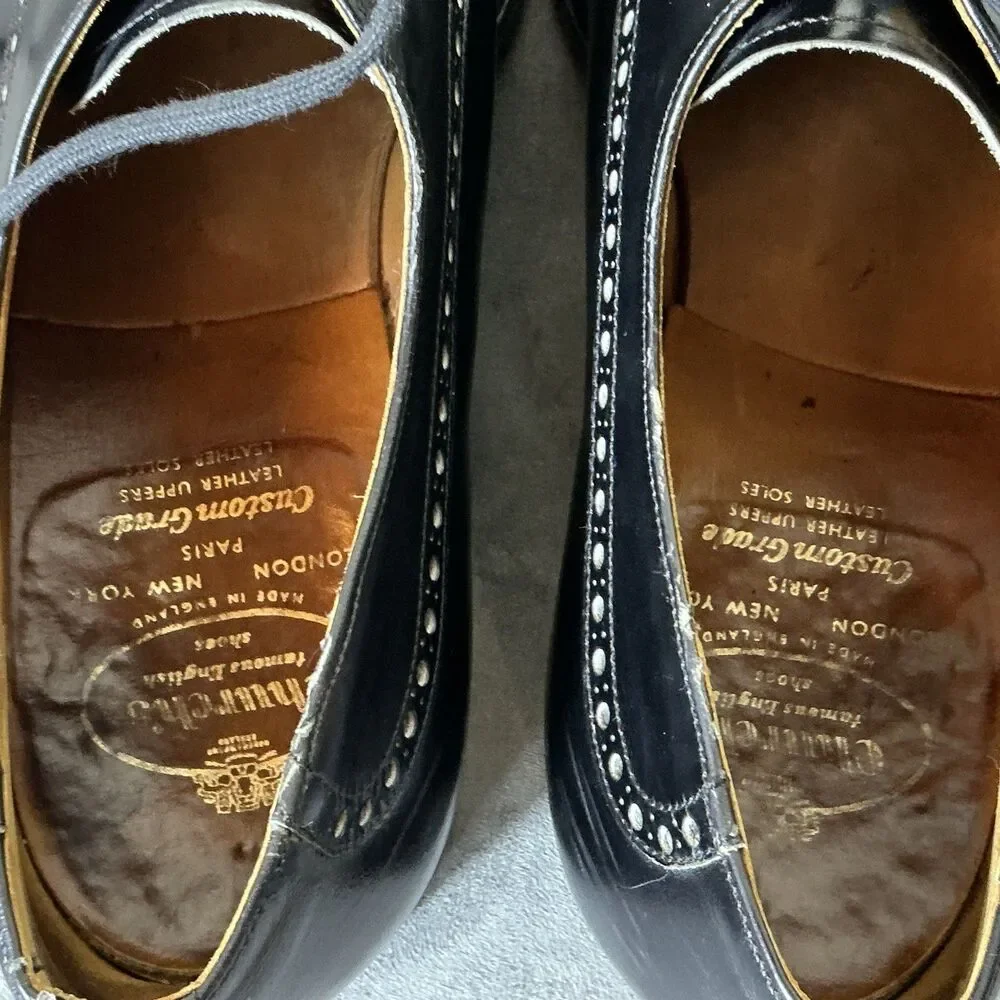 Church’s Of England Men’s 9.5 B Plain Toe Black Derby Dress Shoes Men’s Vintage